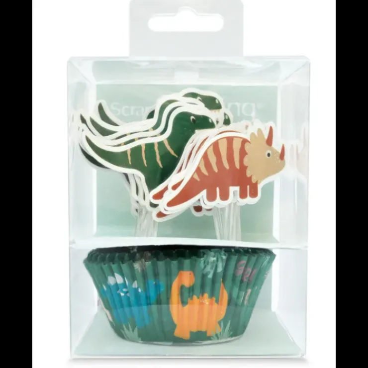 Online SCRAPCOOKING 24 Caissettes Cupcakes + 24 Cake Toppers Dinosaure