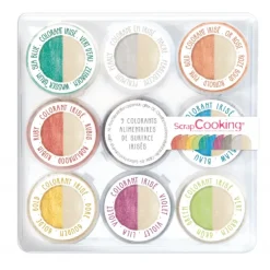 Hot SCRAPCOOKING 9 Mini Colorants Irisés 9 x 1,5 g
