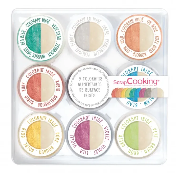Hot SCRAPCOOKING 9 Mini Colorants Irisés 9 x 1,5 g