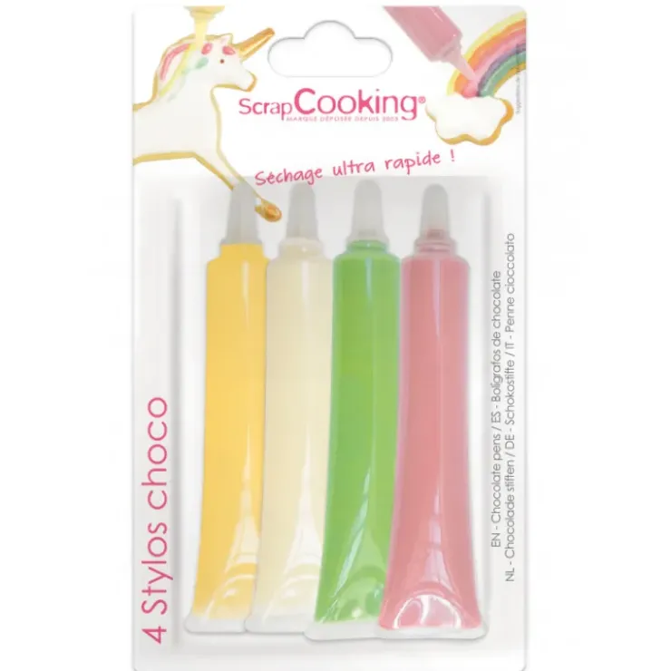 Online SCRAPCOOKING 4 Stylos Chocolat Blanc Rose Vert Jaune 25g