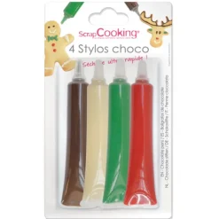 Discount SCRAPCOOKING 4 Stylos Chocolat Rouge Blanc Vert et Chocolat