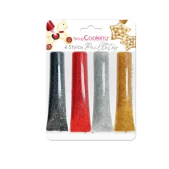 Online SCRAPCOOKING 4 Stylos Glaçage Pailletés Noir Rouge Argenté Doré