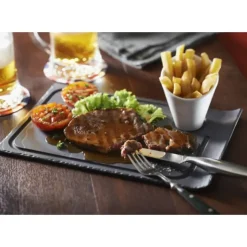 Best REVOL Assiette à Steak Ardoise 33 x 22 cm Basalt