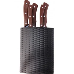 New LEBRUN Bloc à Couteaux Tressé + 5 Couteaux