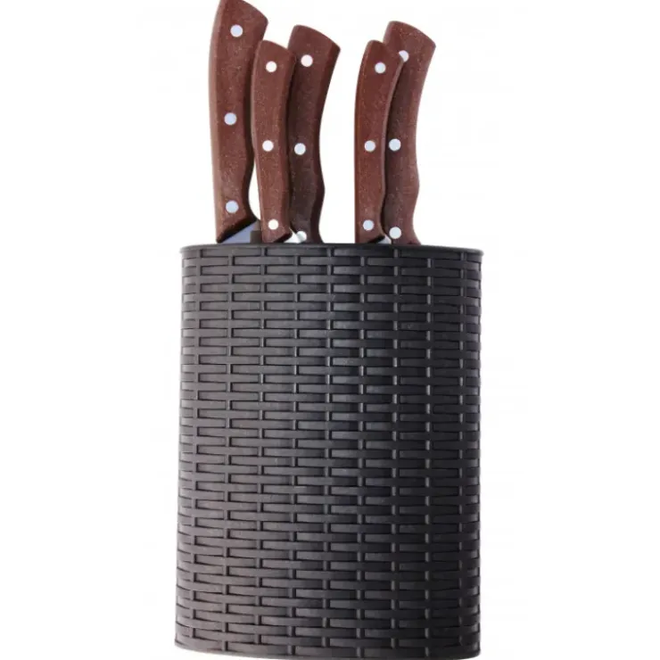 New LEBRUN Bloc à Couteaux Tressé + 5 Couteaux