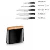 SABATIER Bloc Couteau Noir Manille avec 5 Couteaux de Cuisine Ysis