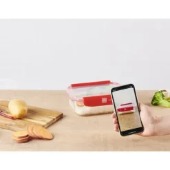 Sale MASTRAD Boîte de Conservation Connectée avec Compartiments 1 L Rouge Stor'eat