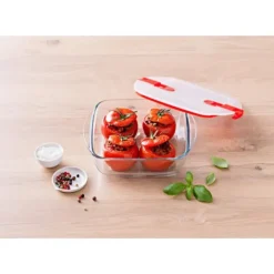 Hot PYREX Boîte de Conservation en Verre Carrée 20 x 17 cm 1 L Cook & Heat