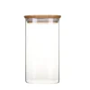 Sale PEBBLY Boîte de Conservation en Verre et Bambou Carré 1,4 L