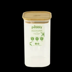 Sale PEBBLY Boîte de Conservation en Verre et Bambou Carré 1,4 L