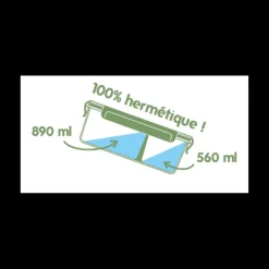 Best PEBBLY Boîte de Conservation en Verre avec Compartiments Rectangle 1450 ml