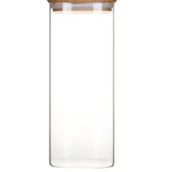 New PEBBLY Boîte de Conservation en Verre et Bambou Carré 2,2 L