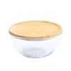 Hot PEBBLY Boîte de Conservation en Verre et Bambou Rond 2,6 L