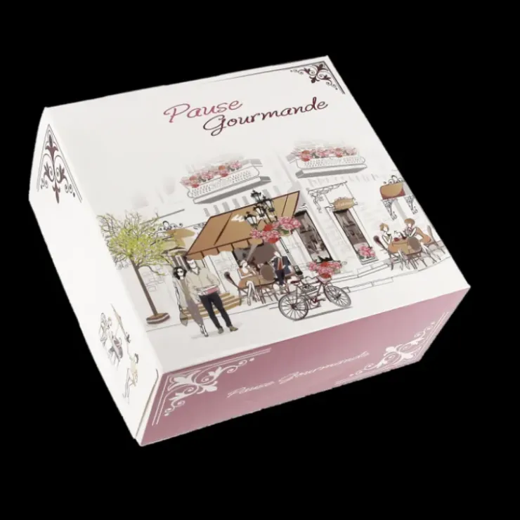 Hot CUISINEADDICT Boîte pâtissière Pause Gourmande 18 x H 8 cm - (x50)