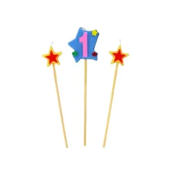Outlet GATODECO Bougie Chiffre 1 avec 2 bougies étoiles Gatodéco
