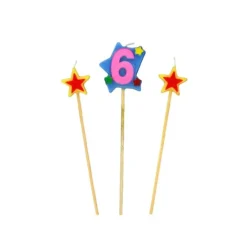 Best GATODECO Bougie Chiffre 6 avec 2 bougies étoiles Gatodéco
