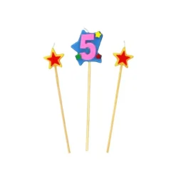Sale GATODECO Bougie Chiffre 5 avec 2 bougies étoiles Gatodéco
