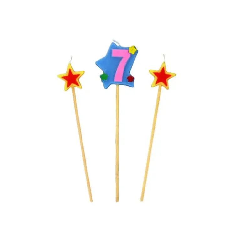 New GATODECO Bougie Chiffre 7 avec 2 bougies étoiles Gatodéco