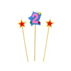 Discount GATODECO Bougie Chiffre 2 avec 2 bougies étoiles Gatodéco