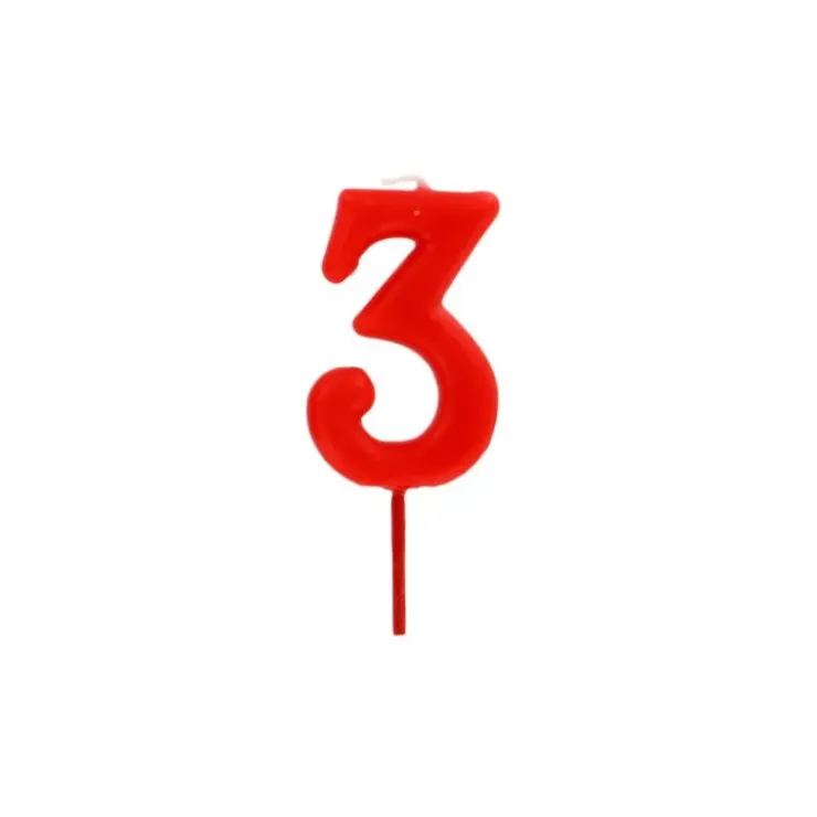Outlet GATODECO Bougie Chiffre 3 Rouge Gatodéco