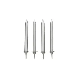 New GATODECO Bougies Argentées (x12) avec bobèches Gatodéco