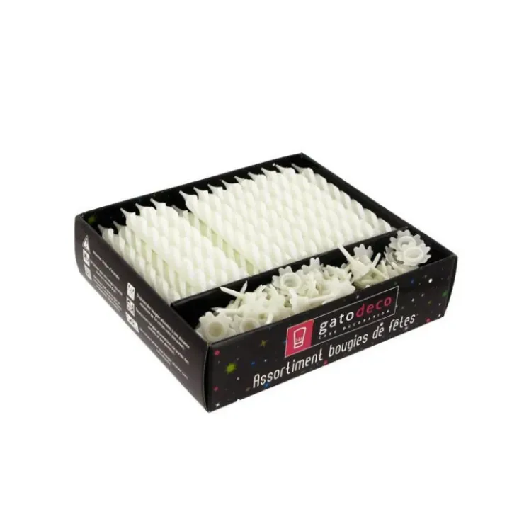 Discount GATODECO Bougies Blanches avec Supports (x70) Gatodéco