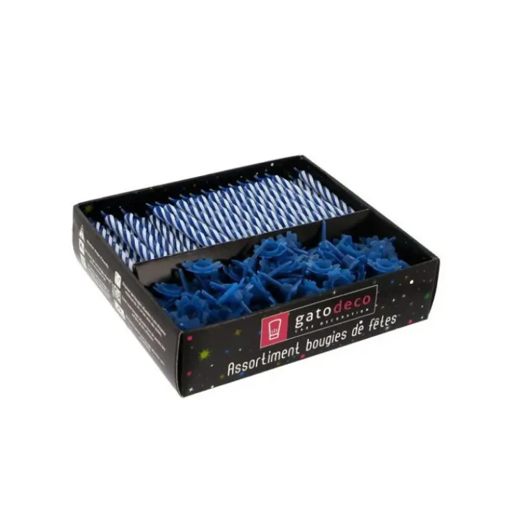 Sale GATODECO Bougies Bleues avec Supports (x125) Gatodéco