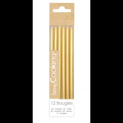 Hot SCRAPCOOKING Bougies Longues Dorées 12 cm (x12)