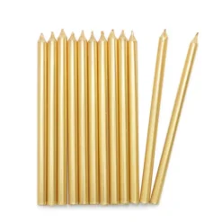 Hot SCRAPCOOKING Bougies Longues Dorées 12 cm (x12)