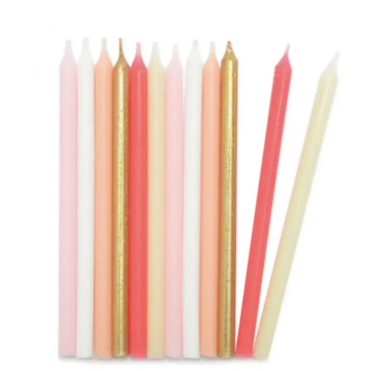 Clearance SCRAPCOOKING Bougies Longues Rose et Or 12 cm (x12)