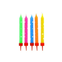 New GATODECO Bougies Multicolores à Etoiles Blanches (x10) Gatodéco