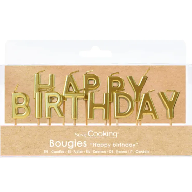 Sale SCRAPCOOKING Bougies "Happy Birthday" Dorées