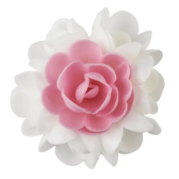 Online FLORENSUC Bouquet Fleur Azyme 10 cm Rose et Blanc 5 cm (x6)