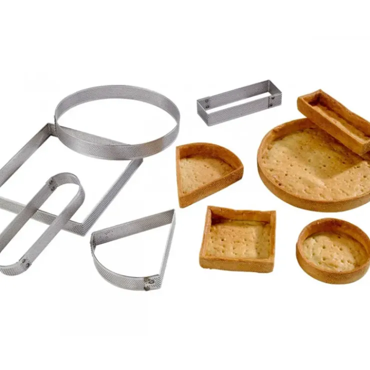 Clearance MALLARD FERRIERE Cadre à Tarte Carré Inox Perforé 8.5 cm H.2 cm