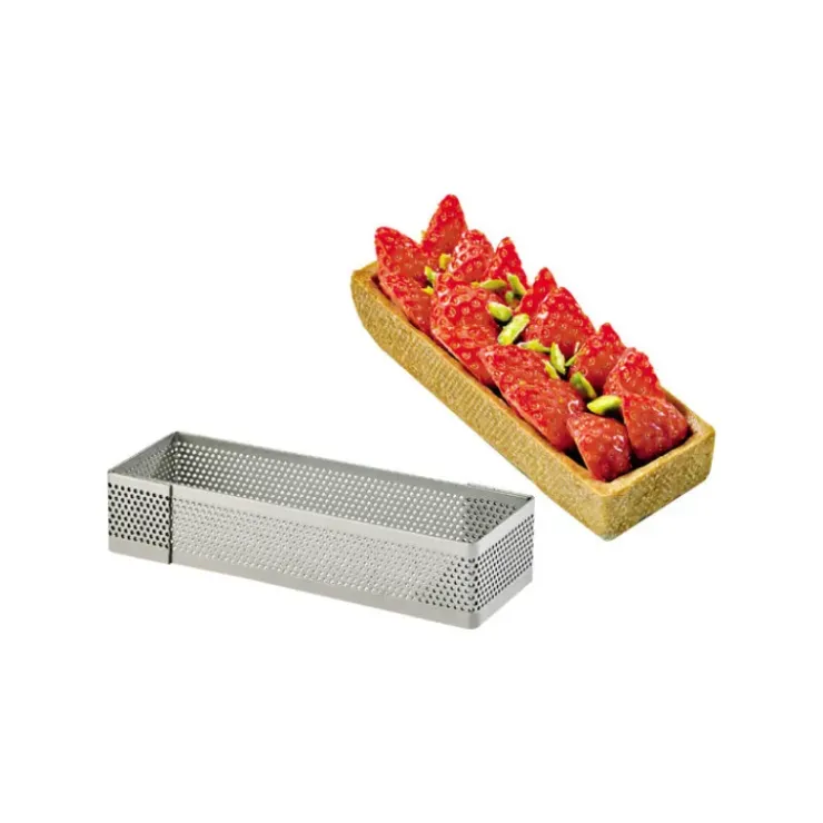 Clearance MALLARD FERRIERE Cadre à Tarte Rectangle Inox Perforé 12x4 cm H.2 cm