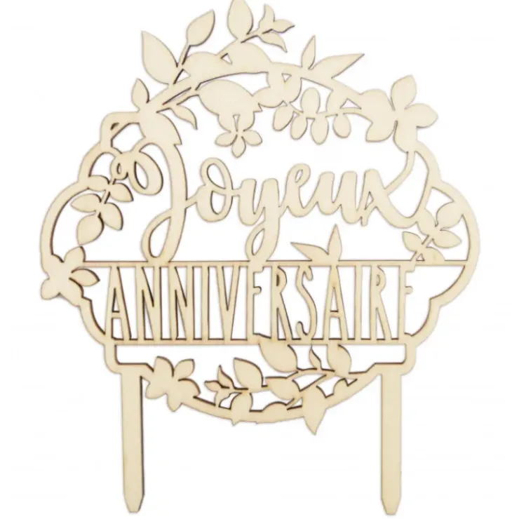 Sale SCRAPCOOKING Cake Topper Bois Joyeux Anniversaire 12,9 cm