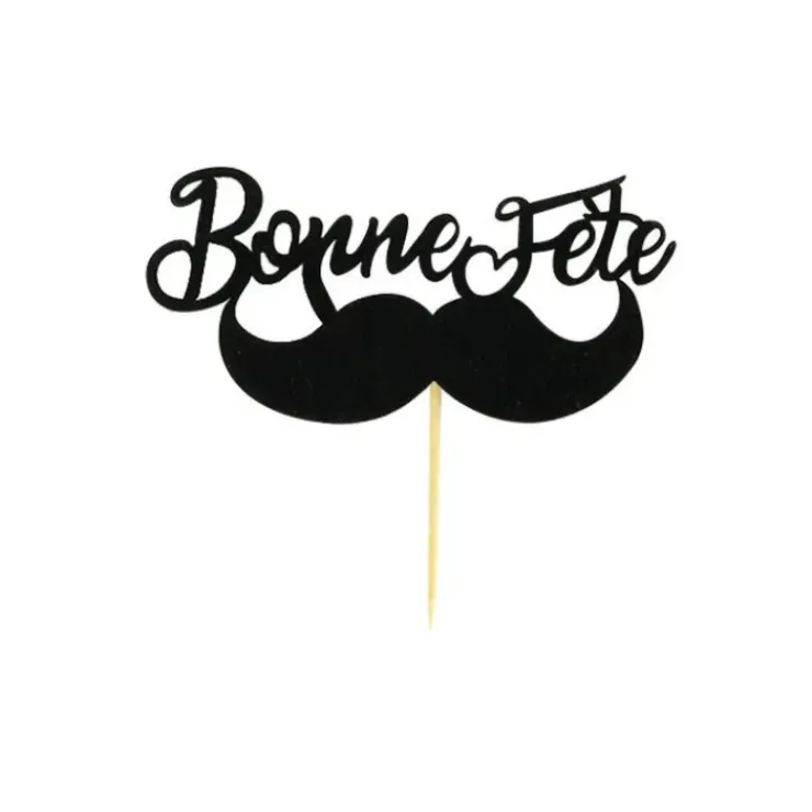 Sale PATISDECOR Cake Topper Bonne Fête Moustache sur Pic (x30) Patisdécor