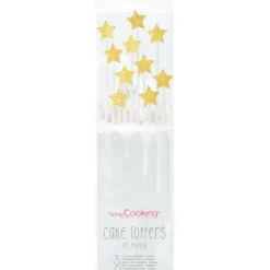 SCRAPCOOKING Cake Topper long 20 cm étoile doré (x10)