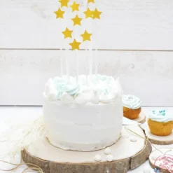 SCRAPCOOKING Cake Topper long 20 cm étoile doré (x10)