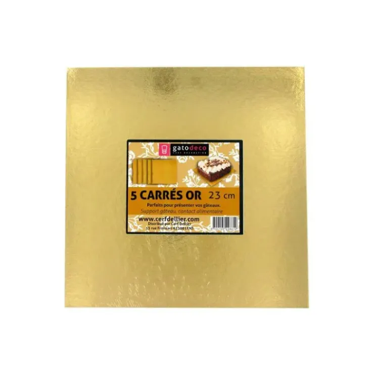 Online GATODECO Carrés Dorés 23 cm (x5) Gatodéco