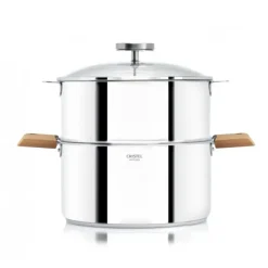 Best CRISTEL Casserole et Cuit Vapeur Inox Ø 20 cm Anses Hêtre Biome