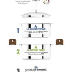 Best CRISTEL Casserole et Cuit Vapeur Inox Ø 20 cm Anses Hêtre Biome