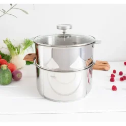 CRISTEL Casserole et Cuit Vapeur Inox Ø 20 cm Anses Olivier Biome