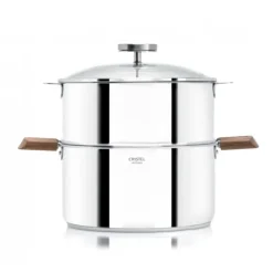 Clearance CRISTEL Casserole et Cuit Vapeur Inox Ø 20 cm Anses Noyer Biome