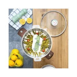 Clearance CRISTEL Casserole et Cuit Vapeur Inox Ø 20 cm Anses Noyer Biome