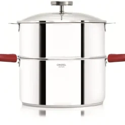 Outlet CRISTEL Casserole et Cuit Vapeur Inox Ø 24 cm Anses Mutine Framboise Biome