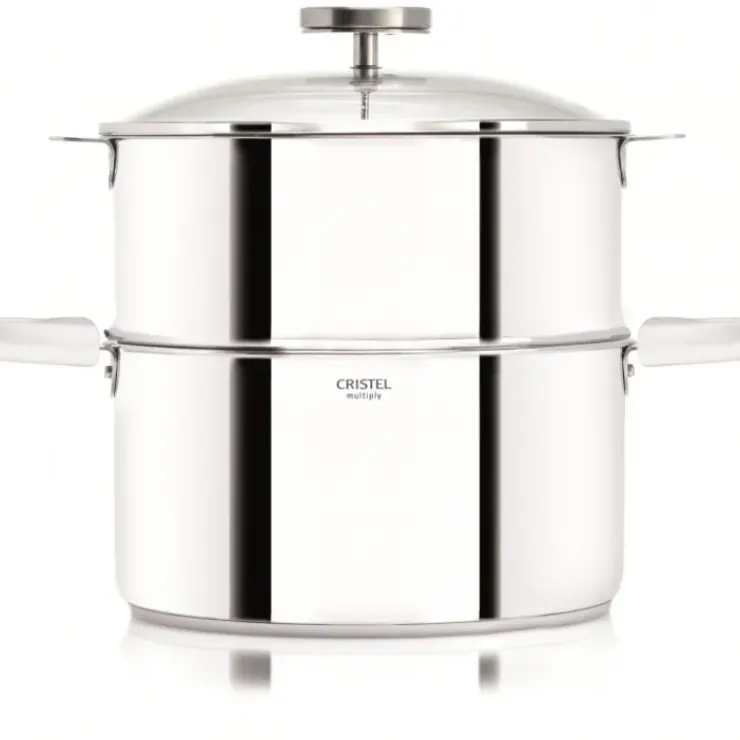 Online CRISTEL Casserole et Cuit Vapeur Inox Ø 20 cm Anses Mutine Blanc Biome