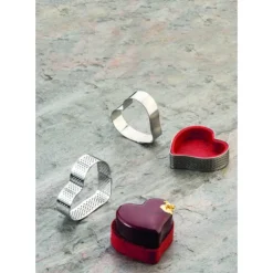 Hot PAVONI Cercle à Tarte Coeur Inox Micro-perforé 7,5 x 7 cm x H 2 cm