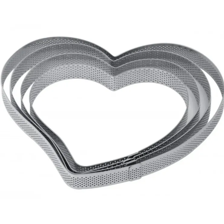 Discount PAVONI Cercle à Tarte Coeur Inox Micro-perforé 16 x 15 cm x H 2 cm