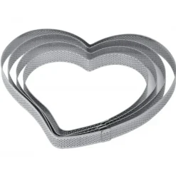 Hot PAVONI Cercle à Tarte Coeur Inox Micro-perforé 20,5 x 19 cm x H 2 cm